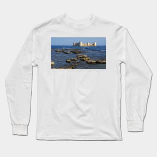 just off shore of Turkish Mediterranean coast is Kizkalesi girl castle Long Sleeve T-Shirt